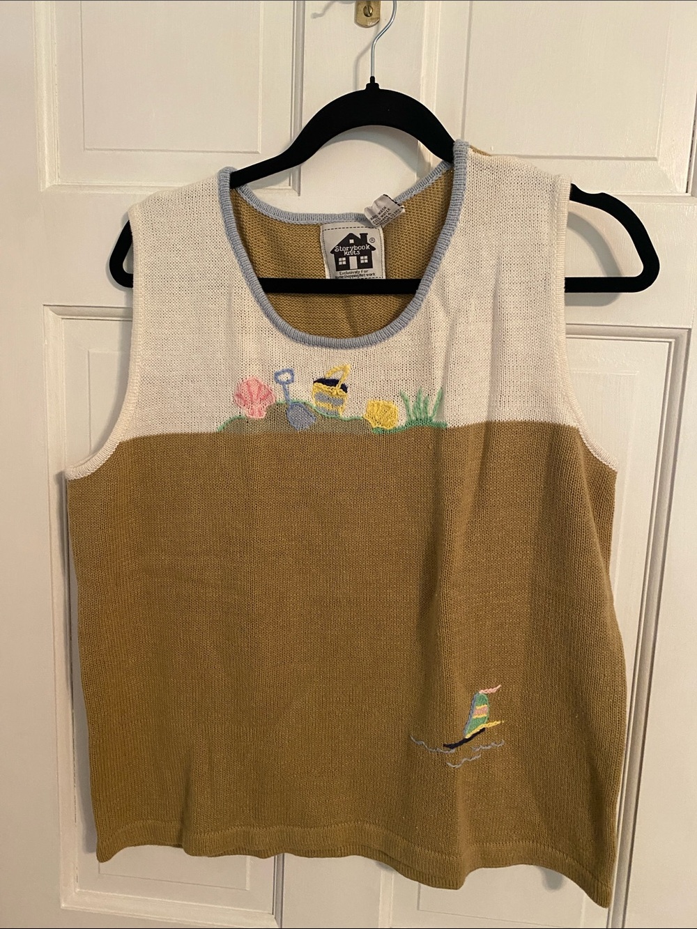 Storybook Knits Two-Tone Knit Tank in White and Mustard